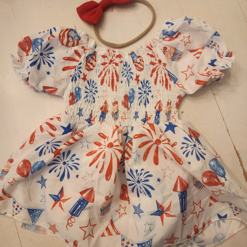 Patriotic Baby Dress with Headband